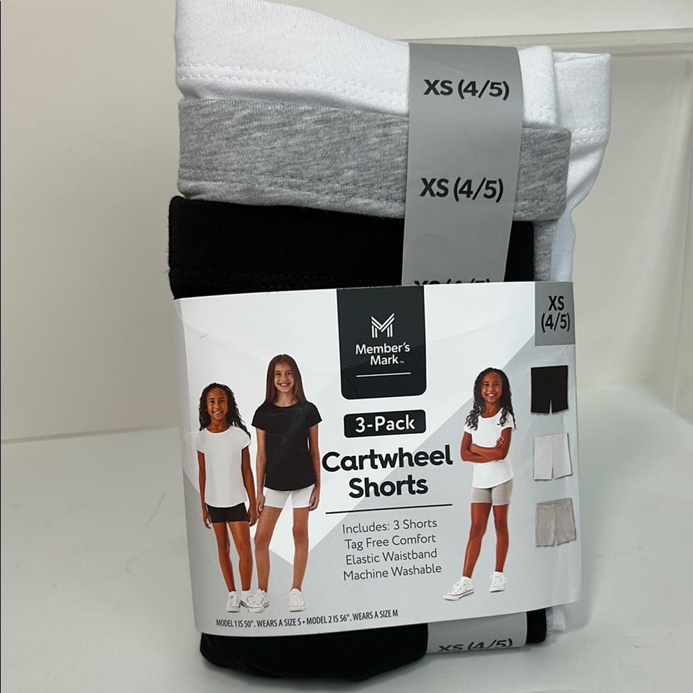 3-pack elastic waistband cartwheel shorts girls NWT! Size XS (4-5)